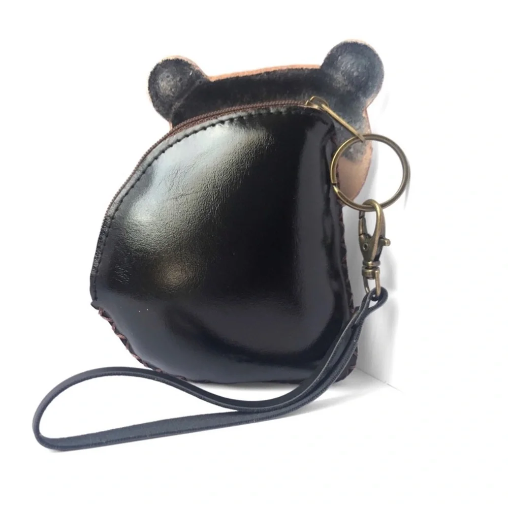 2 LEFT! Genuine Leather Handmade Handcrafted Panda Wristlet Coin Purse - Picture 3 of 4